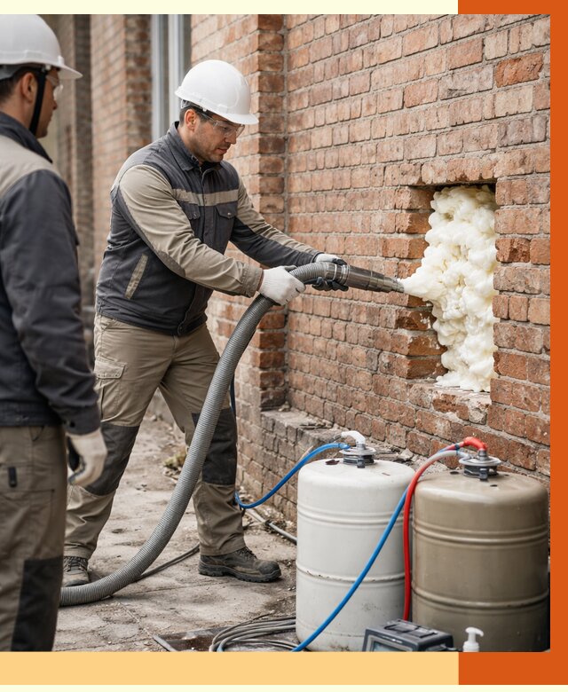 Заливка ППУ в пустоты кирпичной стены в Красном Сулине от 2807 руб. | ТепломастерКрл